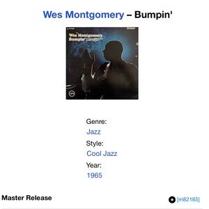 Wes Montgomery - Bumpin' Album Cover Art